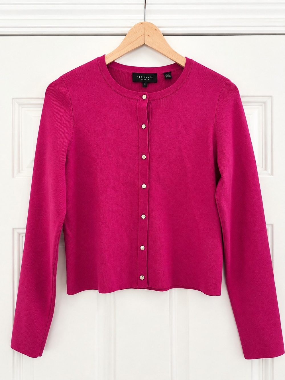 Ted Baker London Brylle Pink Button Front Knit Cardigan Size 3 M